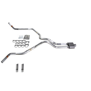 Silverado 07-13 dual exhaust 2.5 SS pipe 1 chamber muffler RW Tip Corner exit