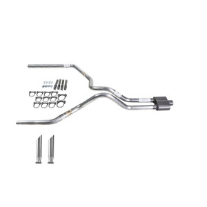 Silverado 07-13 dual exhaust 2.5 SS pipe 1 chamber muffler SC Tip