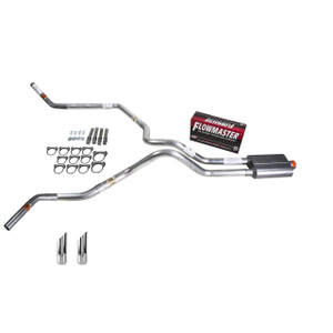 Silverado 07-13 dual exhaust 2.5 SS pipe Flowmaster 40  SW Tip Corner exit