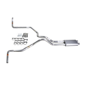 Silverado 96-99 dual exhaust 2.25 MA pipe dual inlet Flowsound Muffler  Side Exit