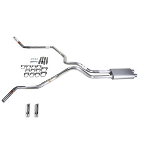 Silverado 96-99 dual exhaust 2.5 MA pipe dual inlet Flowsound Muffler RW Tip Corner exit