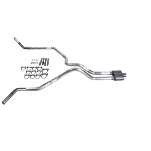 Silverado 88-95 dual exhaust 2.5 SS pipe 1 chamber muffler  Corner exit