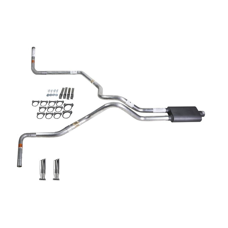 Silverado 96-99 dual exhaust 2.5 SS pipe Flowsound Muffler RC Tip Side Exit