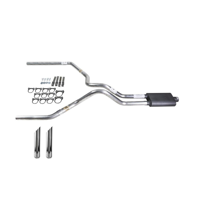 Silverado 96-99 dual exhaust 2.5 SS pipe Flowsound Muffler SW Tip