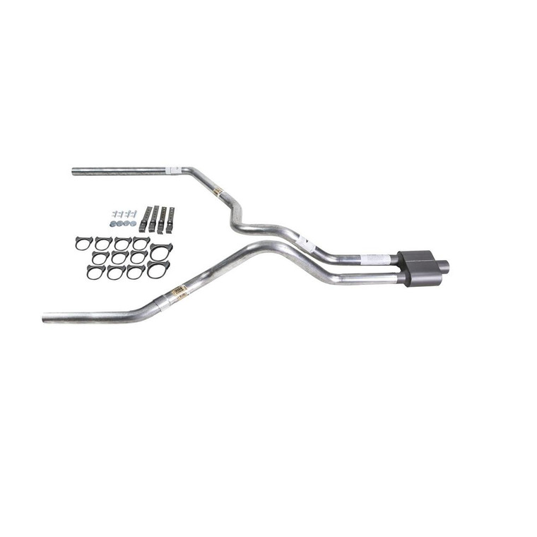 Silverado 96-99 dual exhaust 2.5 SS pipe 1 chamber muffler