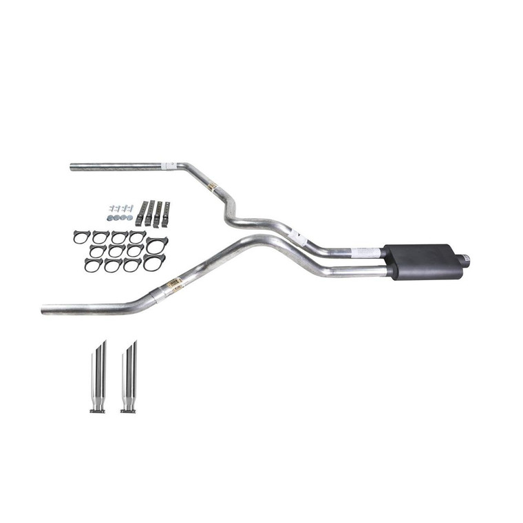 Silverado 99-06 dual exhaust 2.5 SS pipe Flowsound Muffler SC Tip