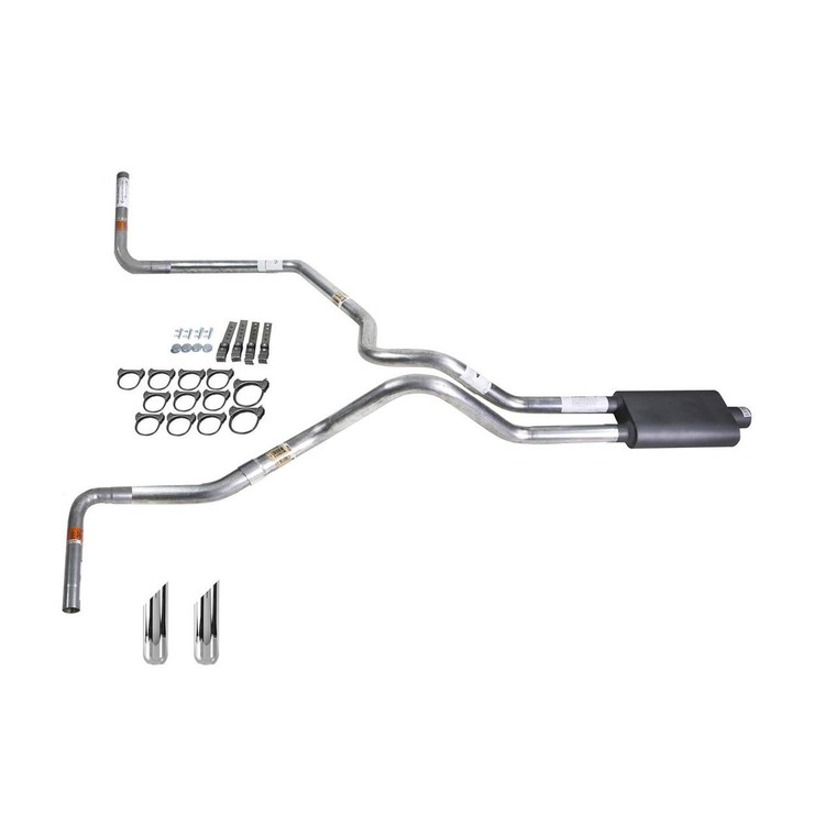 Silverado 07-13 dual exhaust 2.5 SS pipe Flowsound Muffler SW Tip Side Exit
