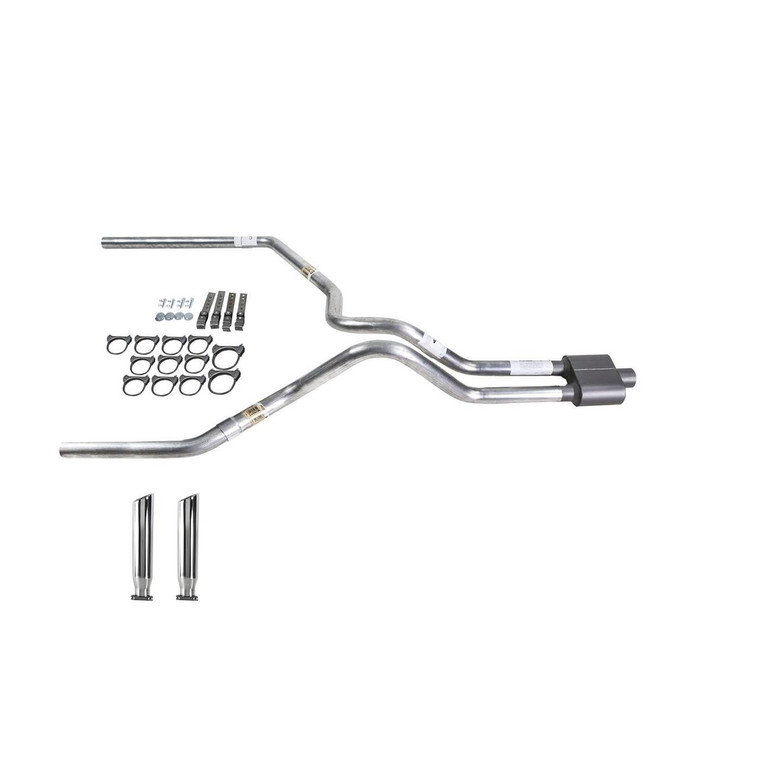 Silverado 07-13 dual exhaust 2.5 SS pipe 1 chamber muffler RC Tip