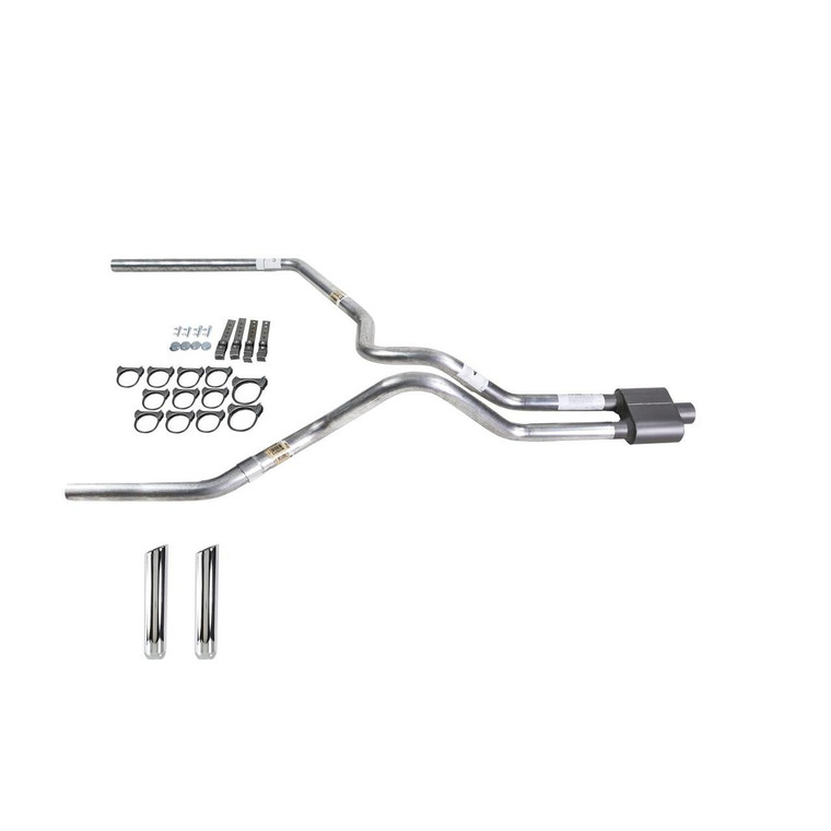 Silverado 07-13 dual exhaust 2.5 SS pipe 1 chamber muffler RW Tip
