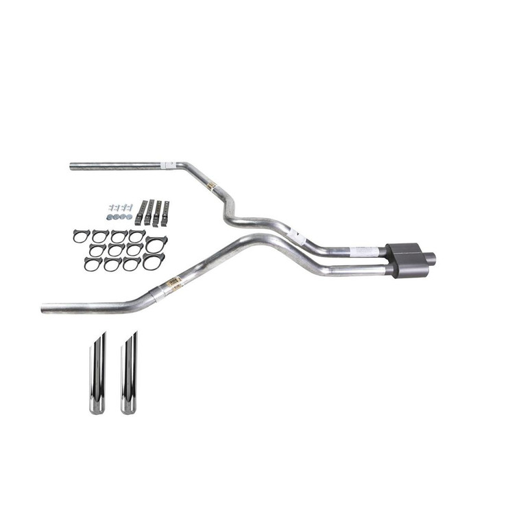 Silverado 07-13 dual exhaust 2.5 SS pipe 1 chamber muffler SW Tip