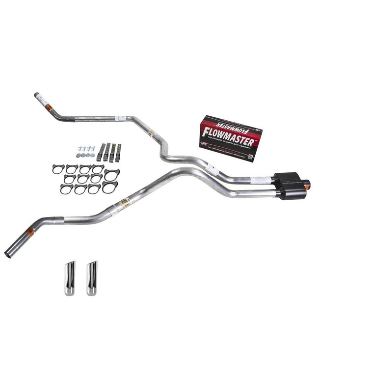 Silverado 07-13 dual exhaust 2.5 SS pipe Flowmaster Super 10 RW Tip Corner exit