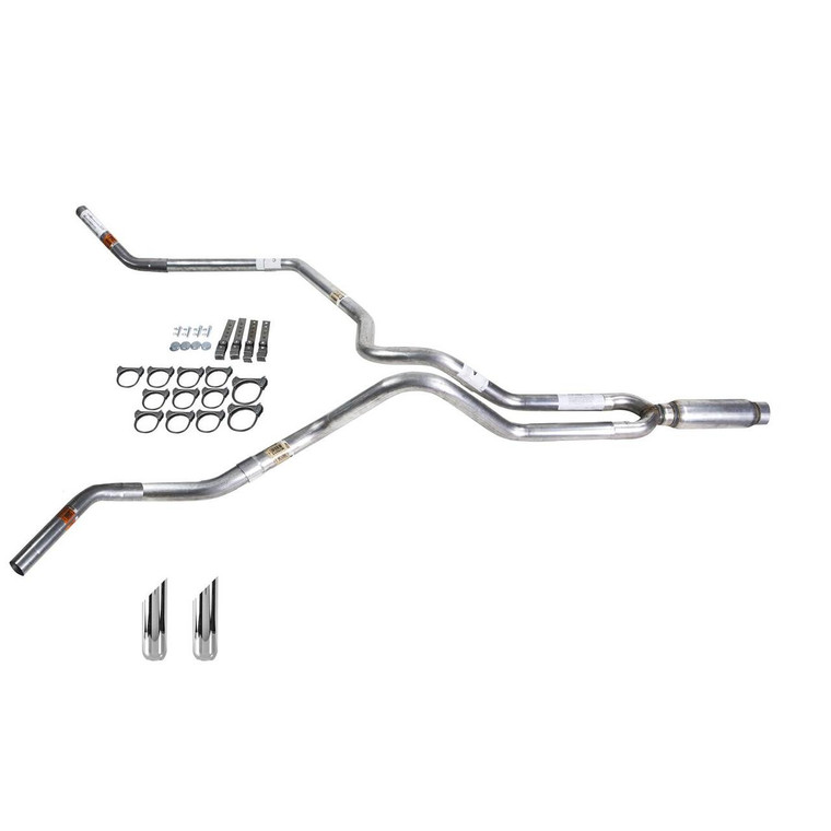 Silverado 07-13 dual exhaust 2.5 SS pipe Glass Pack muffler SW Tip Corner exit
