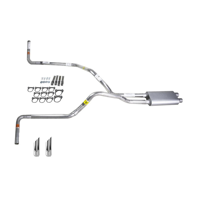 Silverado 96-99 dual exhaust 2.25 pipe dual inlet Flowsound Muffler SW Tip Side Exit