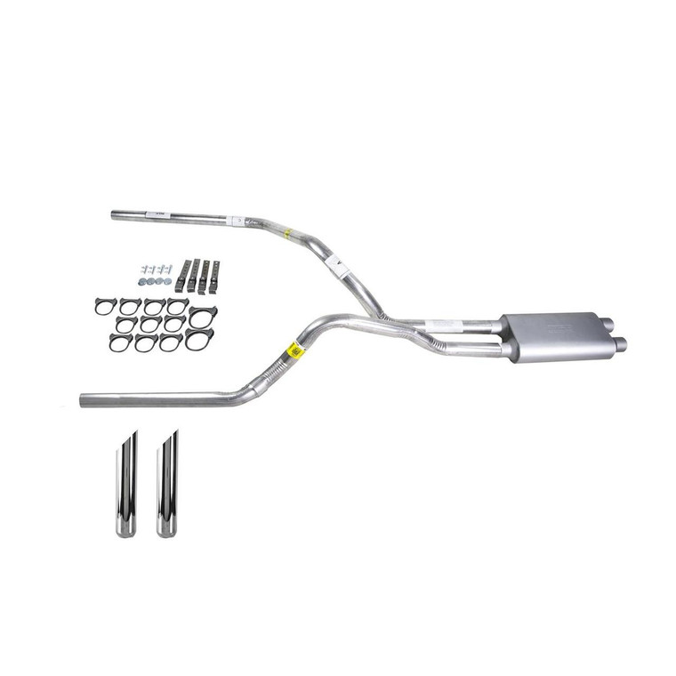 Silverado 96-99 dual exhaust 2.25 pipe dual inlet Flowsound Muffler SW Tip