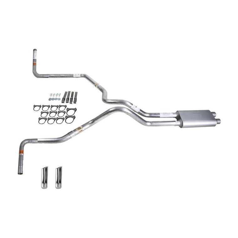 Silverado 96-99 dual exhaust 2.5 MA pipe dual inlet Flowsound Muffler RW Tip Side Exit