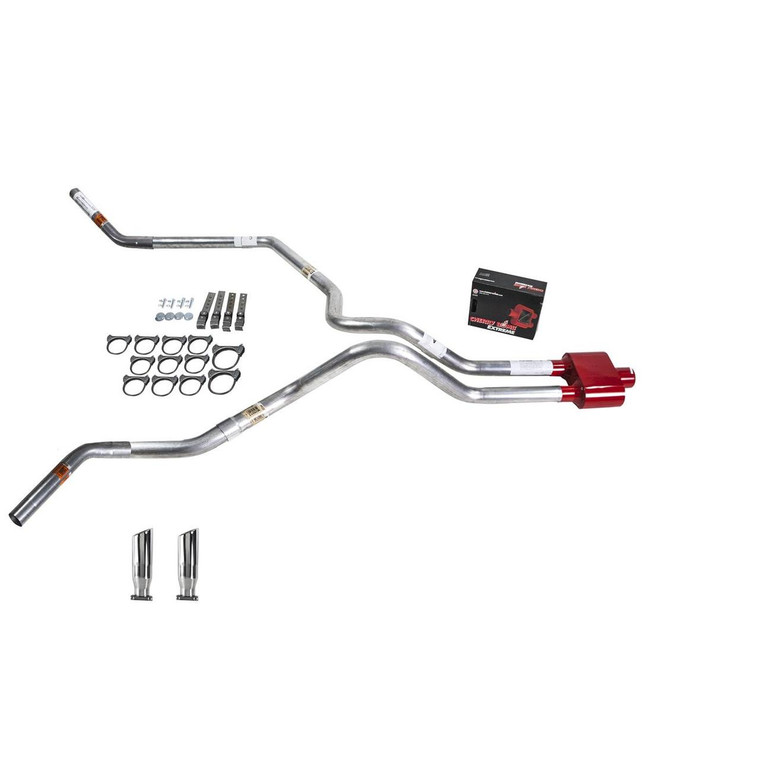 F150 07-13 dual exhaust 2.5 SS pipe Cherry Bomb Extreme RC Tip Corner exit