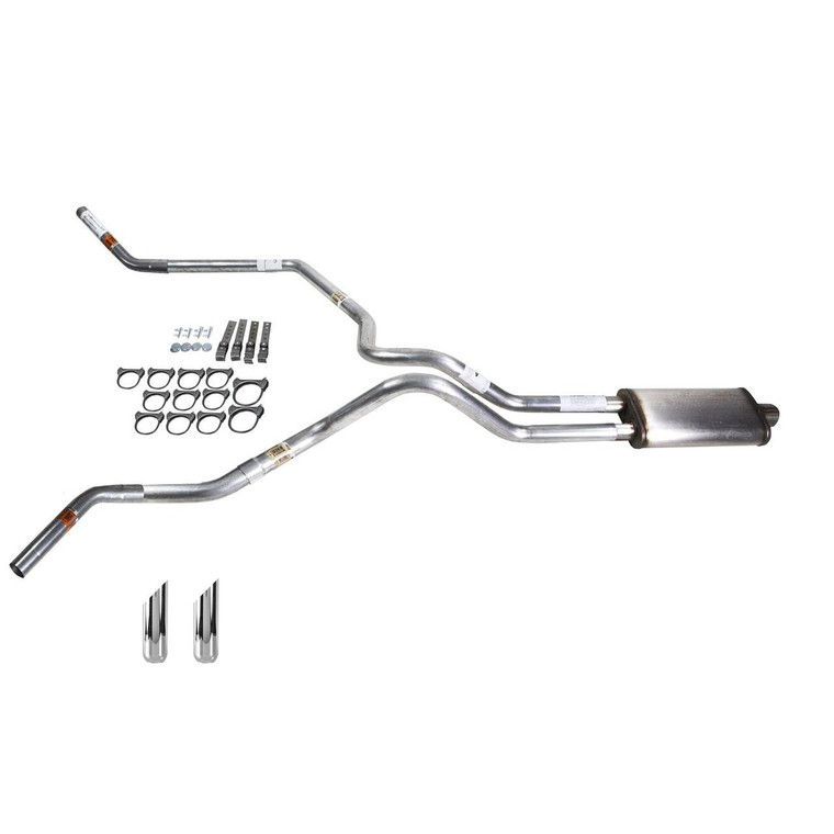 Silverado 88-95 dual exhaust 2.5 SS pipe Stainless muffler SW Tip Corner exit