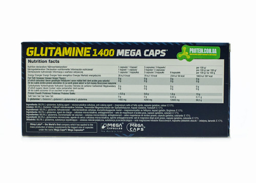 Olimp Ultra Glutamine 1400 Mega Caps - Powerful Muscle Recovery Supplement - Ingredients