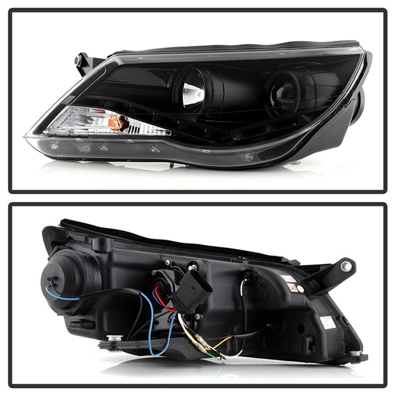 Spyder VW Tiguan 09-11 DRL Projector Headlights Black