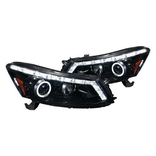 junyan Spec-D 08-12 Honda Accord 4D Projector Gloss Blk W Smk lens Headlights 2lhp-acd084g-tm