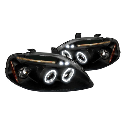 junyan Spec-D 99-00 Honda Civic Halo Projector HeadLights -Black