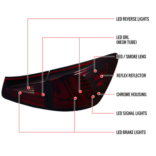Spec-D 06-08 Lexus Is250 Led Tail Lights Red Smoked