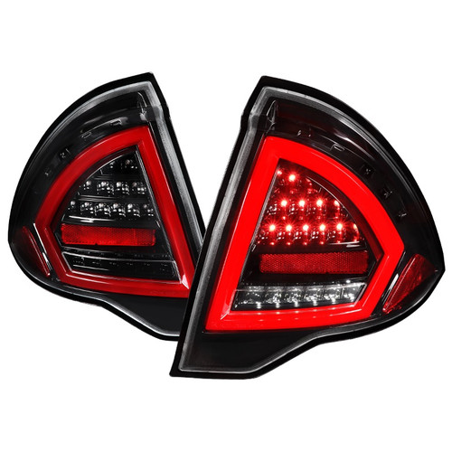 Spec-D 10-12 Ford Fusion Led Light Bar Tail Lights Black Housing/Clear Lens-Red Bar (LT-FUS10BKLED-TM)