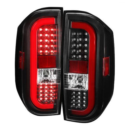 Spec-D 14-20 Toyota Tundra Led Tail Light- Black Clear Lens Red Light Bar