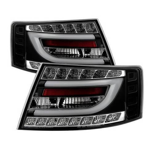 Spyder Audi 05-08 A6 4DR LED bar tail lights black LED model ALT-YD-AA605V2-LBLED-BK