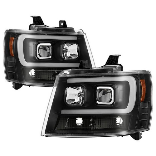 Spyder Suburban 1500 2500 Tahoe 07-14 LED Bar Headlights All Black display showing show PRO-YD-CSUB07V2-DRL-BKV2