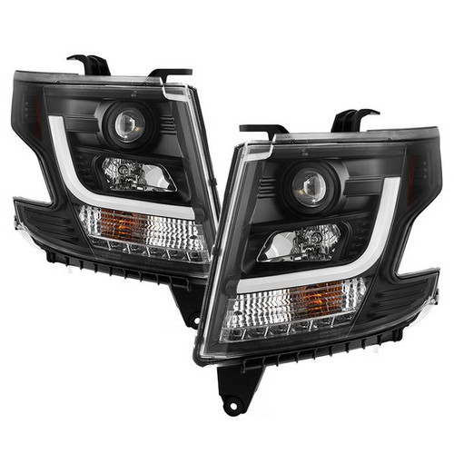 Spyder Chevy Tahoe/ Suburban 15-20 DRL Pro Headlights Black display showing show PRO-YD-CTA15-DRL-BK