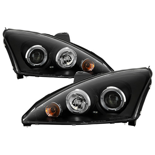 Spyder Ford Focus 00-04 Halo Projector Headlights Black display showing show PRO-YD-FF00-HL-BK