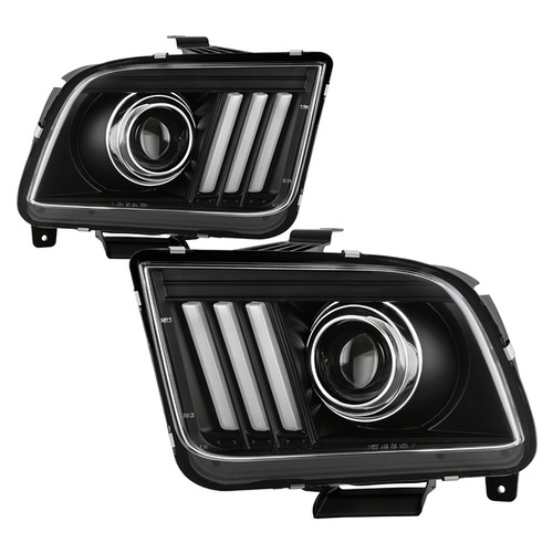 Sotder Apex Ford Mustang 05-08 V2 LED Projector headlights Black display showing show PRO-YD-FM05AP-BK