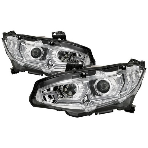 Spyder Honda Civic 16-20 2DR/ 4DR/ Hatchback LED Sequential Turn Signal Projector Headlight Chrome