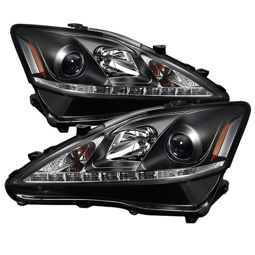 Spyder Lexus IS250 IS350 06-10 DRL Projector Headlights Black halogen