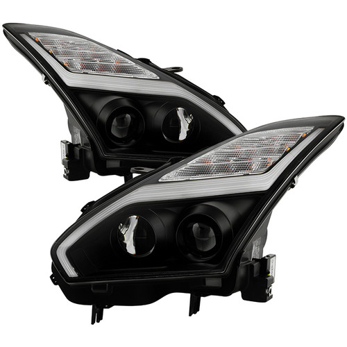 Spyder Nissan GTR 09-14 Projector Headlights Black display showing show PRO-YD-NGTR09H-BK