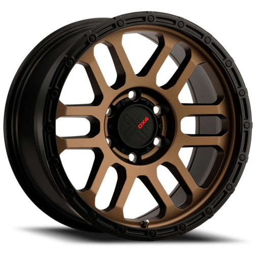 DX4 Flare 18X9 wheels 6x139.7 Frozen Bronze Blk Lip ET-12
