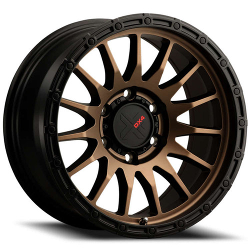 DX4 Caper 17X8.5 wheels 6x139.7 Frozen Bronze Blk Lip ET-18