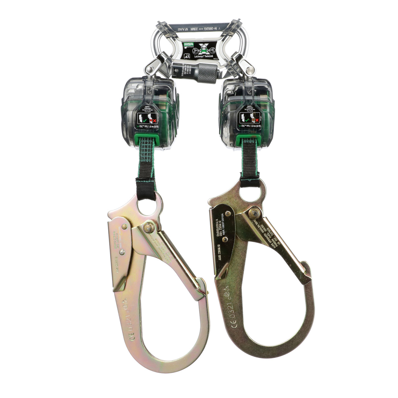 MSA, 2 1/2 in Aluminum Rebar Hook Anchor, Harness Aluminum Quick-Connect,  Self-Retracting Lifeline - 197ET2