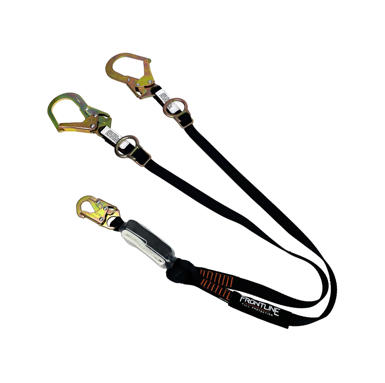 Frontline LPO62RADJ Combat 6' Tie-Back Double Leg Shock Absorbing Lanyard  with Rebar Hooks