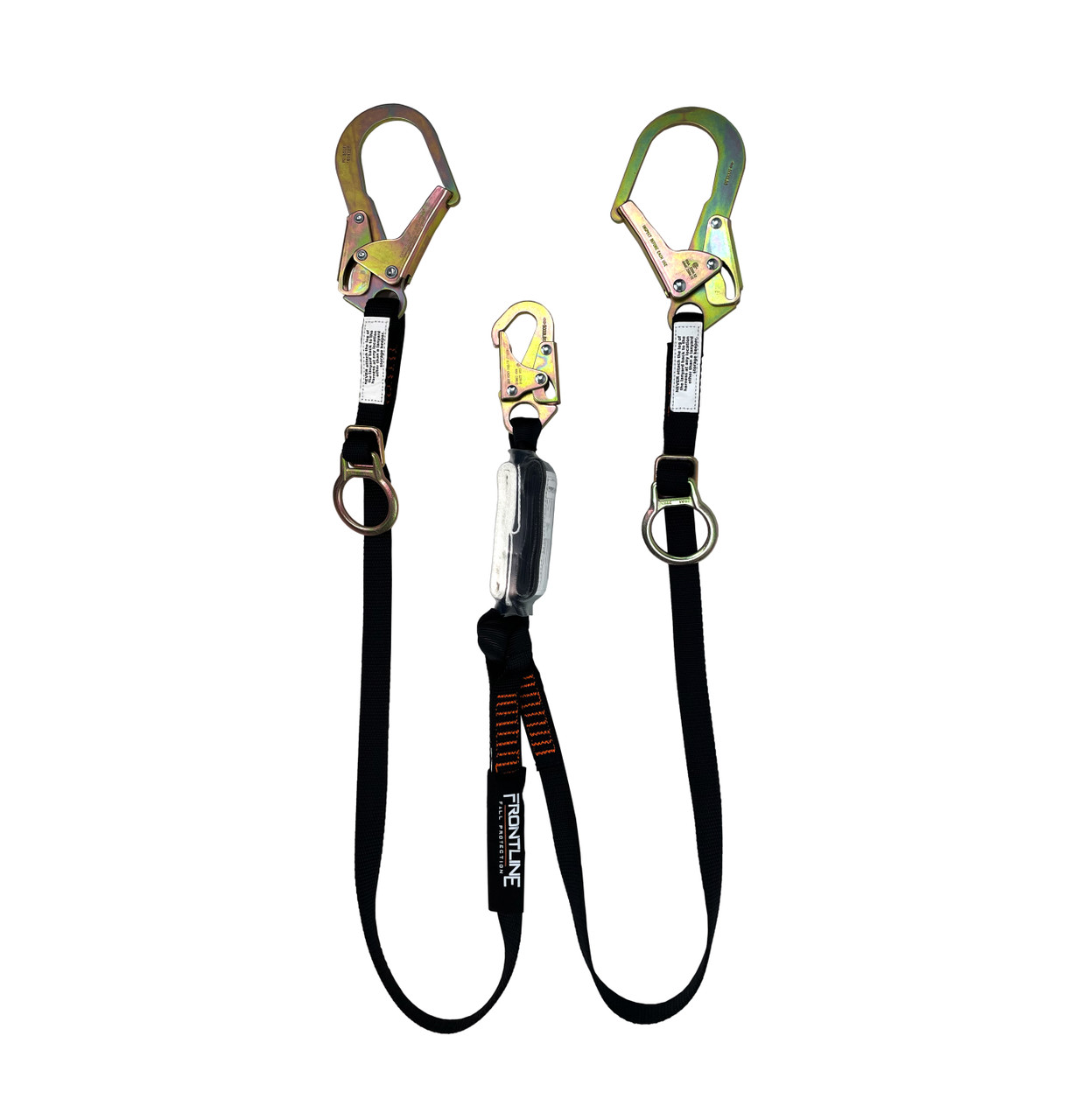 Frontline LPO62RADJ Combat 6' Tie-Back Double Leg Shock Absorbing Lanyard  with Rebar Hooks - Industrial Safety Products