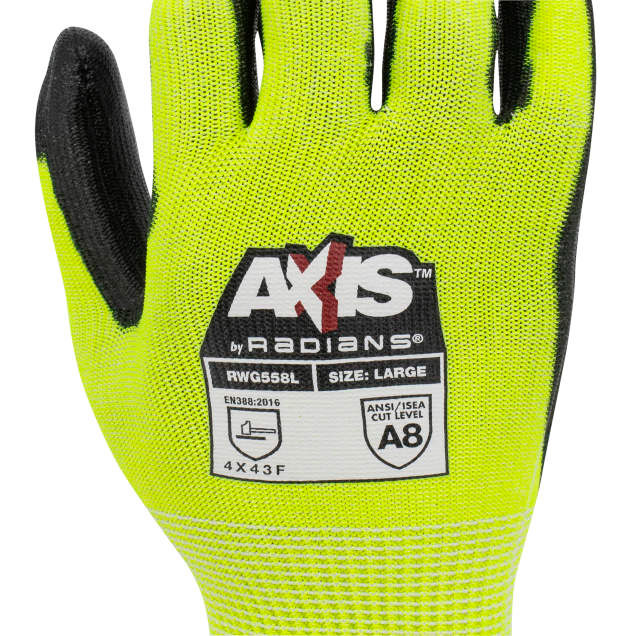 Radians RWG558 AXIS Cut Protection Level A8 PU Coated Glove (Pair