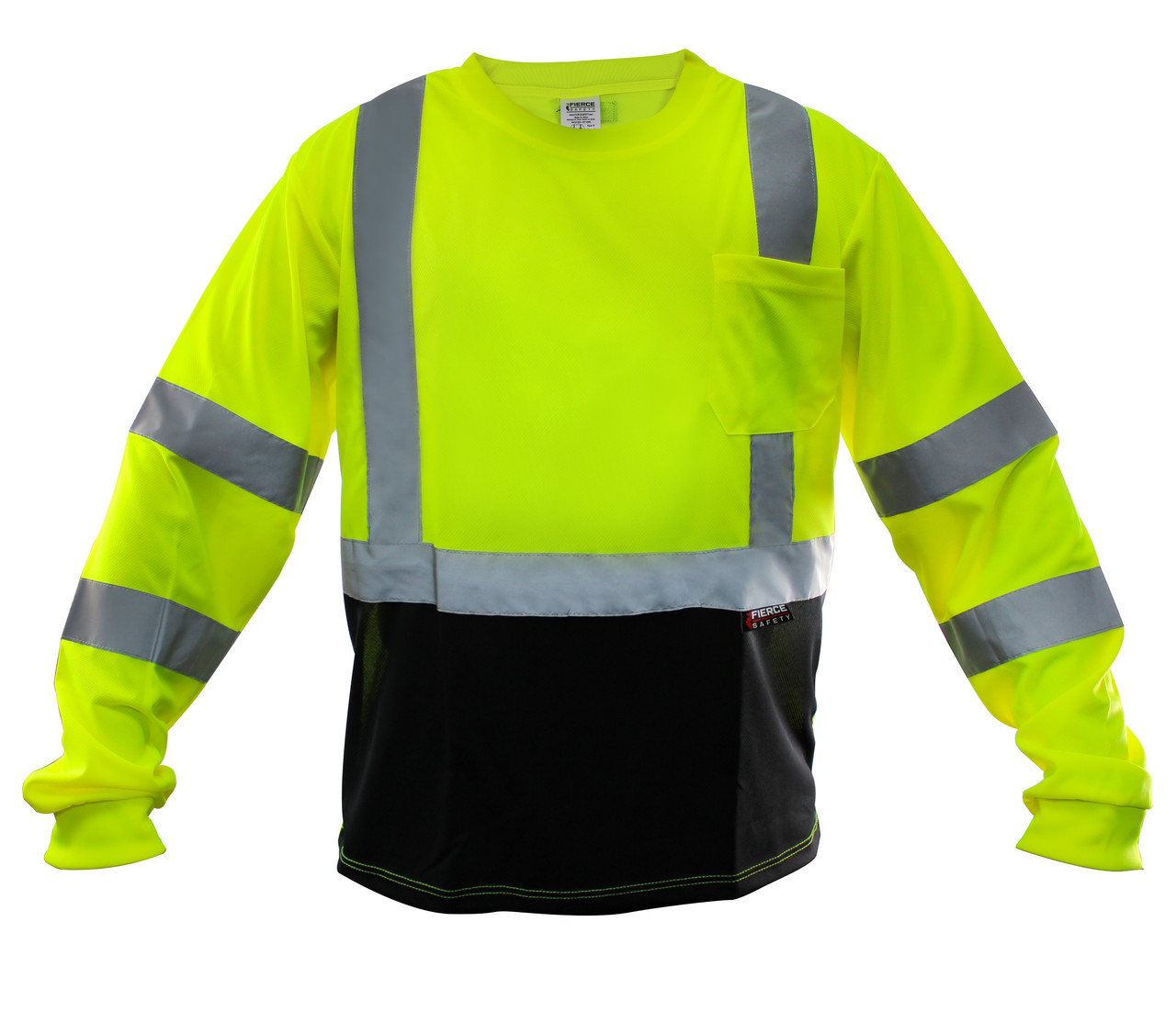 Fierce Safety Class 3 Green Moisture Long Sleeve Shirt with Chest - Safety Products