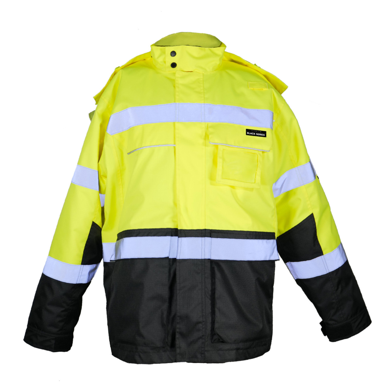 Kishigo JS140 Class 3 Lime Premium Black Series Parka Jacket