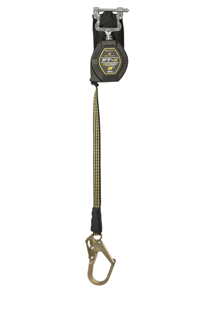 FallTech 8' FT-X Edgecore Arc Flash Class 2 Leading Edge SRL-P - Single-Leg with Steel Swivel Rebar Hook - 84008SP3S