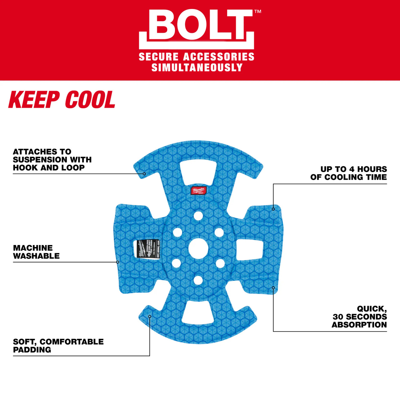 Milwaukee 48-73-4544 BOLT Safety Helmet Cooling Liner - Industrial