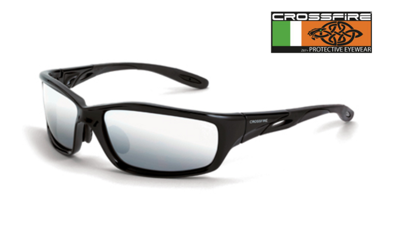 Crossfire 263 Safety Glasses with Silver Mirror Lens and Black