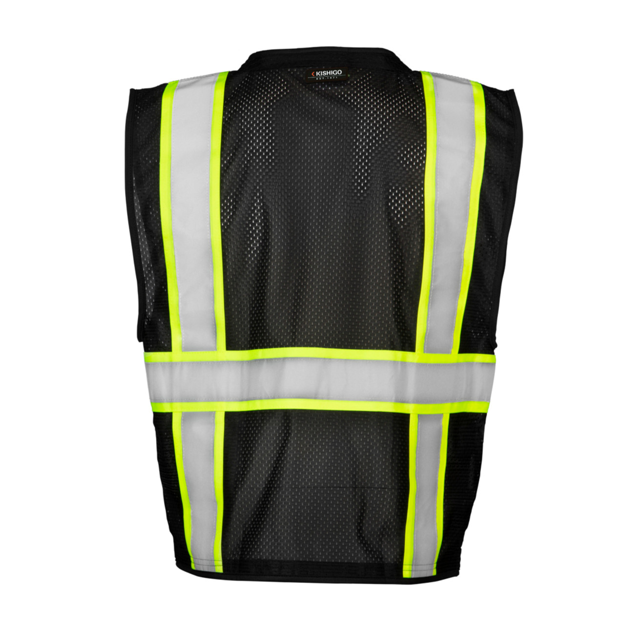 ML Kishigo B100 Enhanced Visibility Multi Pocket Black Mesh Vest