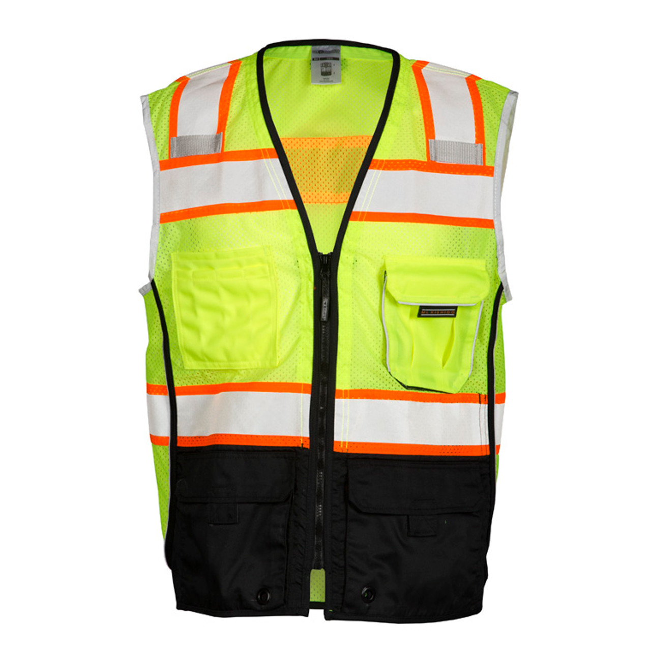 ML Kishigo 1515 Black Bottom Lime Safety Vest Style Class 2 - Industrial  Safety Products