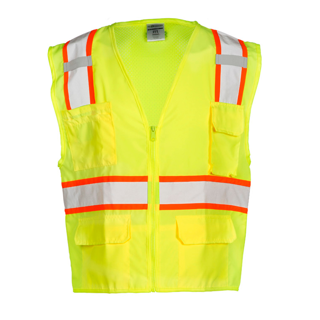 ML Kishigo 1163 Solid Front with Mesh Back Lime Safety Vest Class